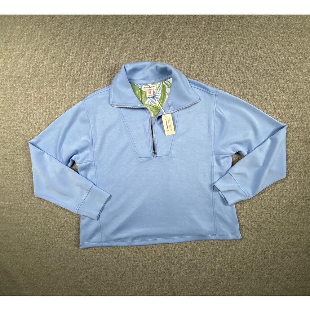 Tommy Bahama Active Sz S Quarter Zip Blue Soft Workout Gym Comfort Athleisure